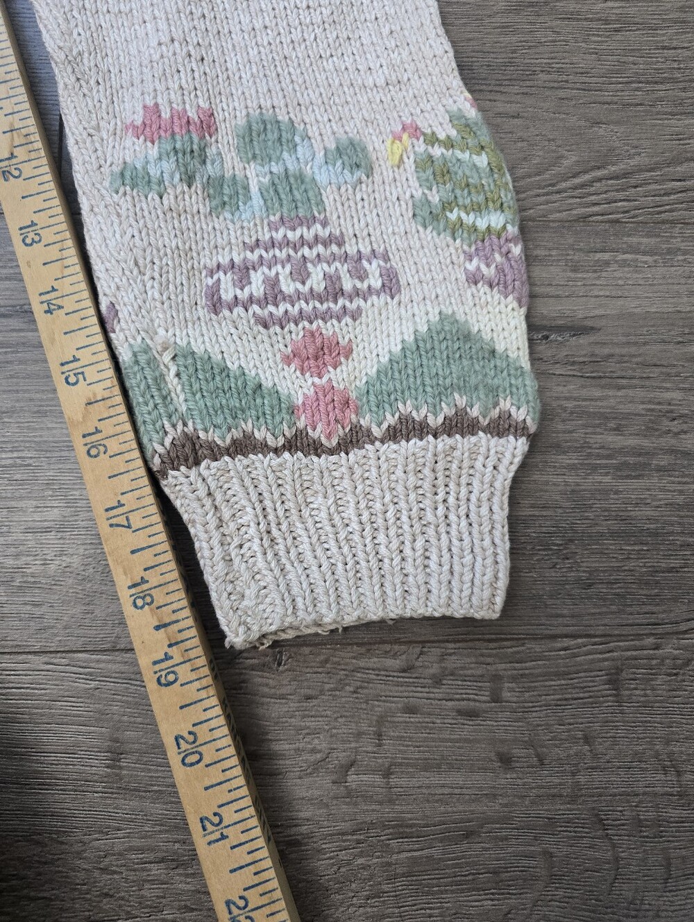 1990's South Cotton Hand Knitted Sweater Coyote Southwest Cottagecore Cabin - Picture 7 of 12